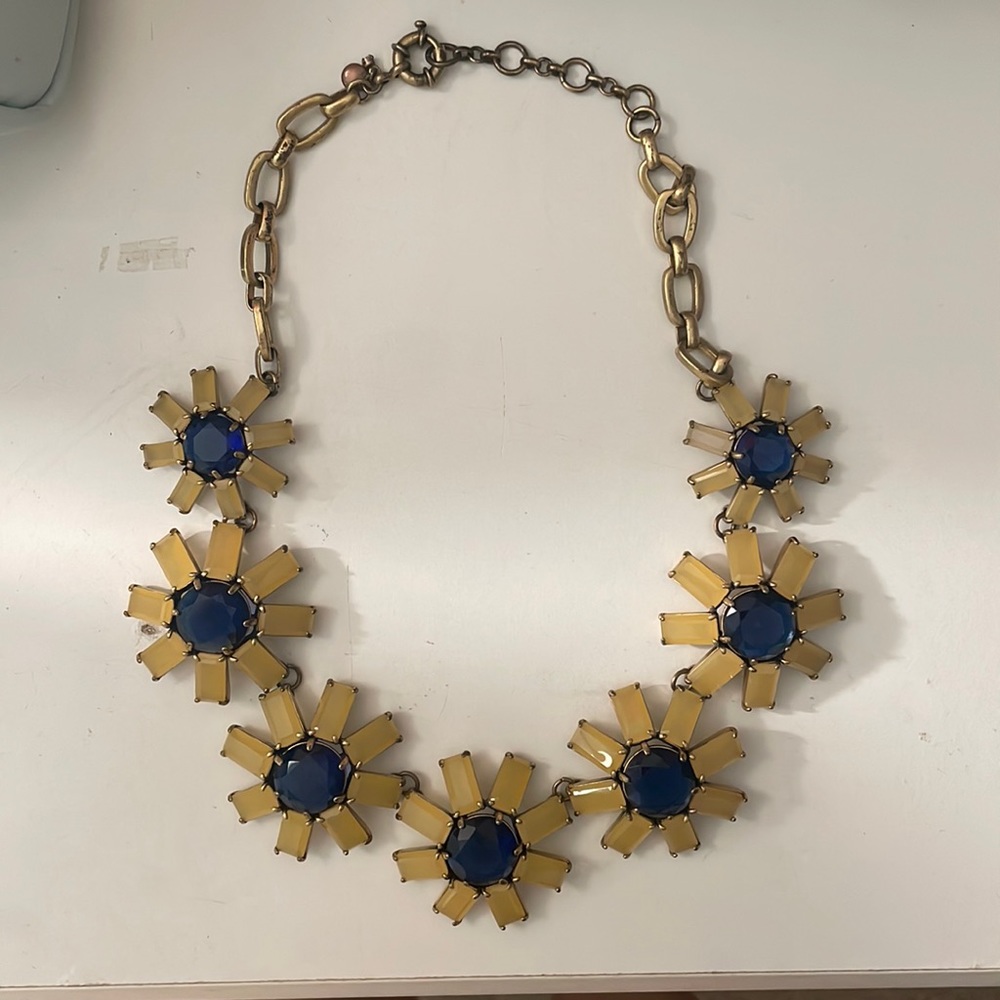 JCrew Blue flower statement necklace